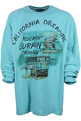 Kitaro Sweatshirt Sweat Shirt Rundhals Herren Extra Lang Tall, Farbe:türkis, Herrengrößen:LT im Sale